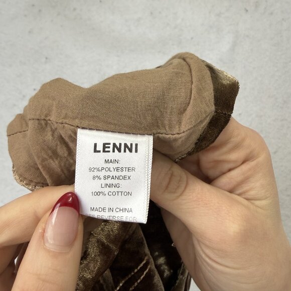 LENNI Vest Womens Medium Brown Velvet Sequin Embroidered Floral Boho Cropped - Picture 7 of 9